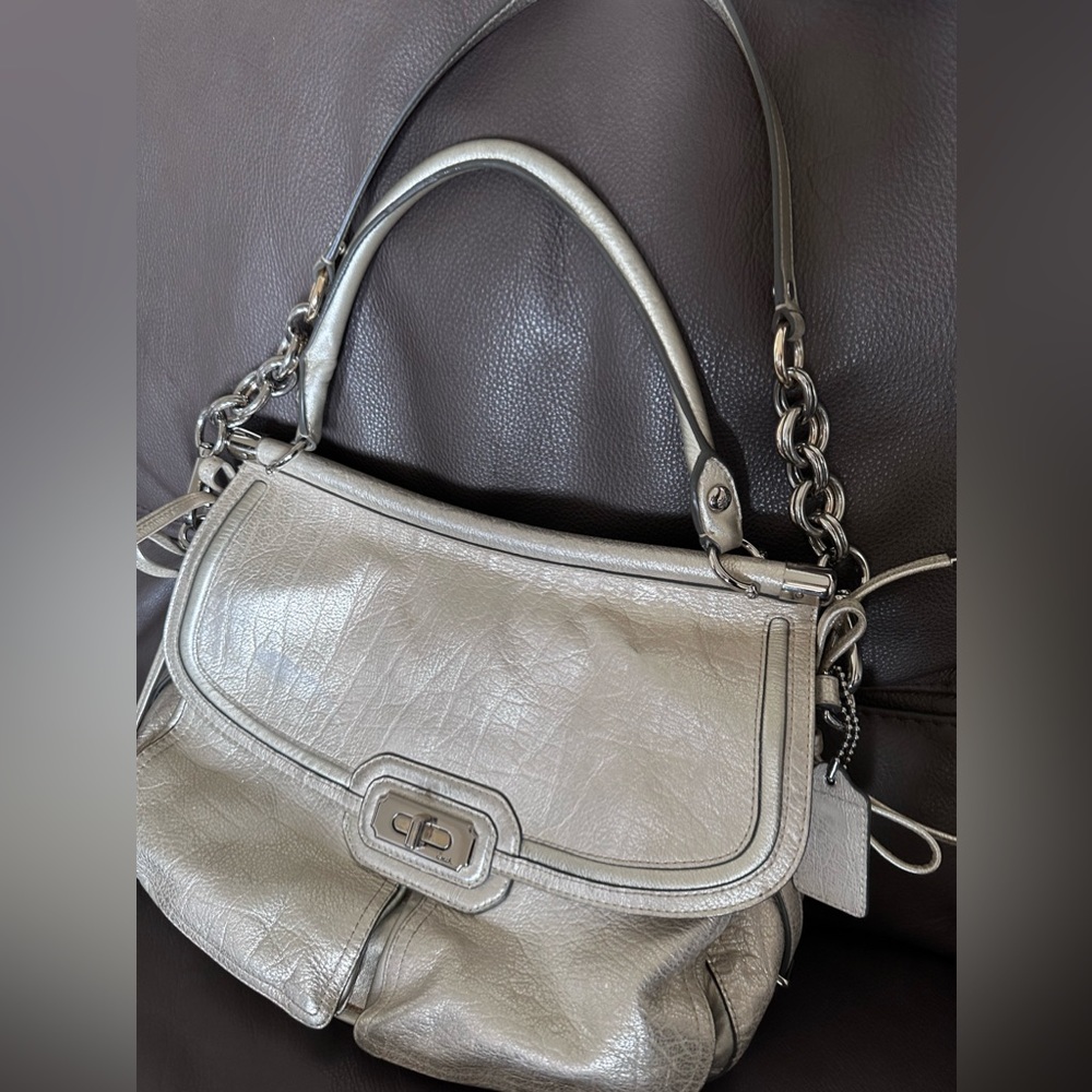 Leather Coach handbag - soft gold